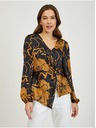 Orsay Hnedočierna dámska saténová kvetinová blúzka ORSAY
