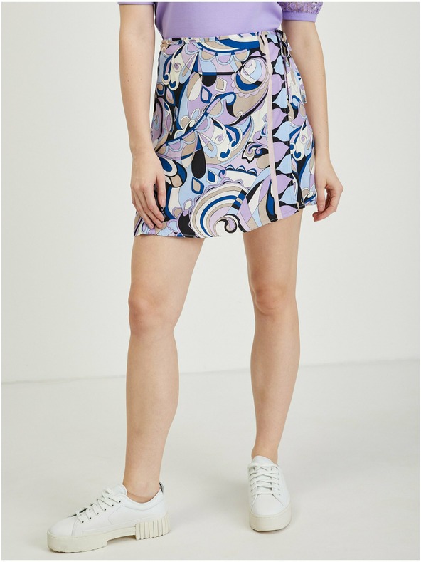 Orsay Modrofialová dámska vzorovaná zavinovací sukňa/šortky ORSAY