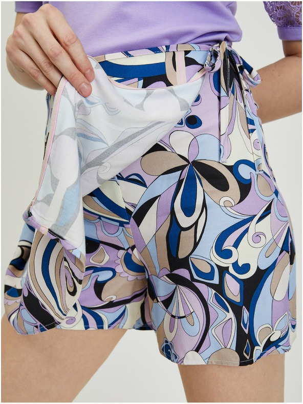 Orsay Modrofialová dámska vzorovaná zavinovací sukňa/šortky ORSAY