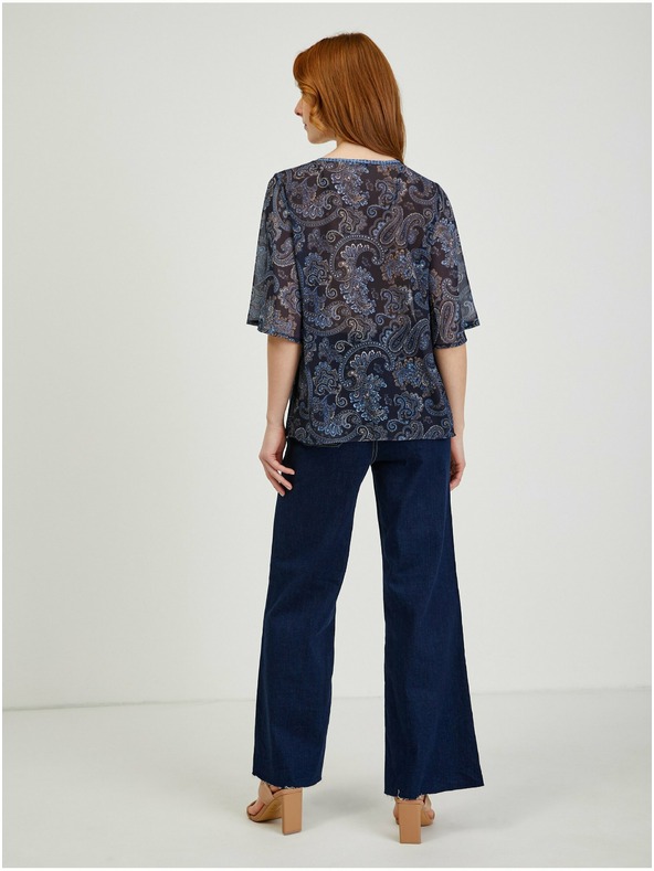 Orsay Tmavomodrá dámska vzorovaná blúzka ORSAY