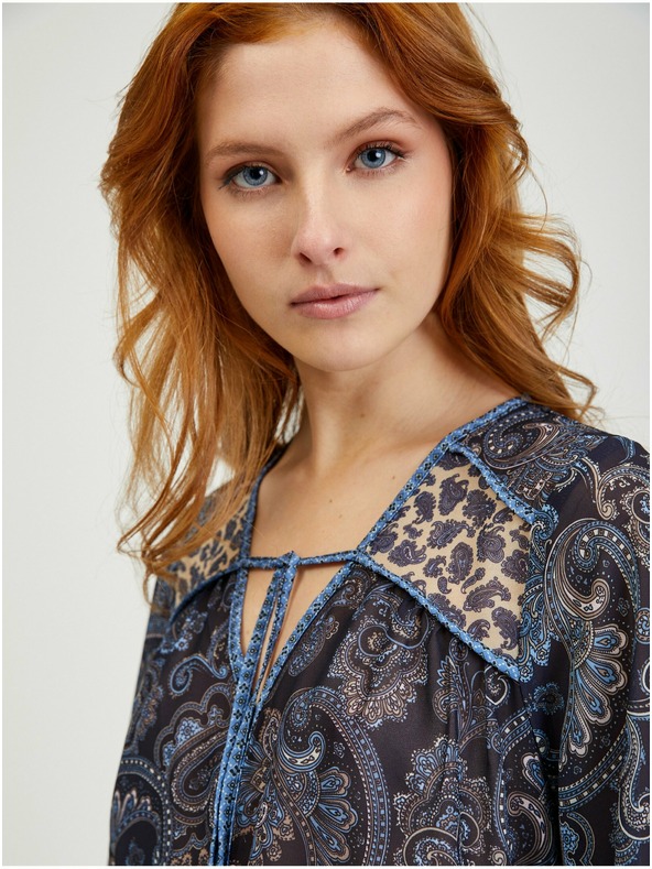 Orsay Tmavomodrá dámska vzorovaná blúzka ORSAY