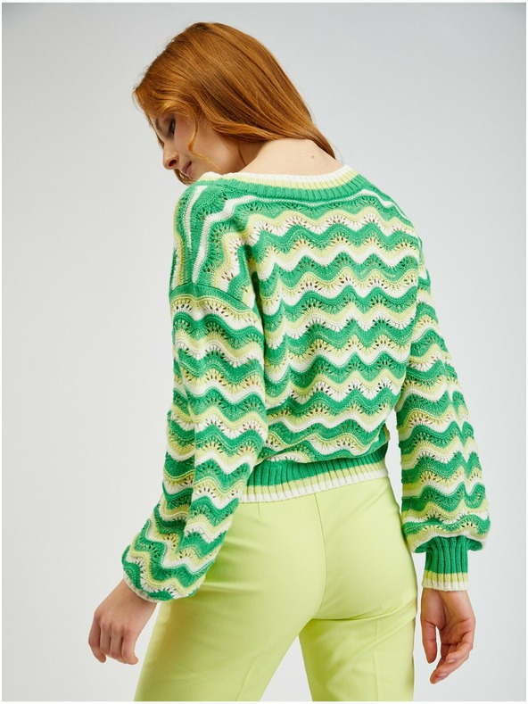 Orsay Zelený dámsky pruhovaný sveter ORSAY