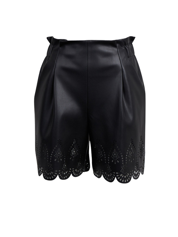 Orsay Čierne dámske koženkové kraťasy ORSAY