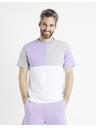 Celio Fialovo-biele pánske bavlnené tričko Celio Dequoi