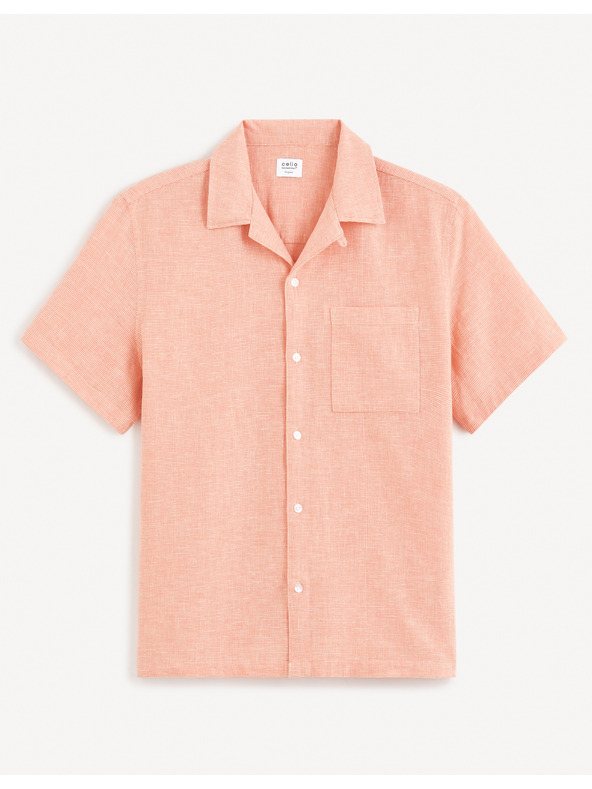 Celio Marhuľová pánska ľanová košeľa Celio Fatext