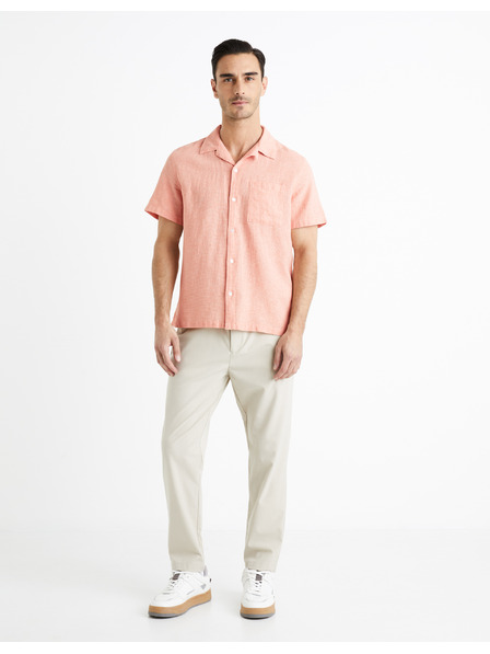 Celio Marhuľová pánska ľanová košeľa Celio Fatext