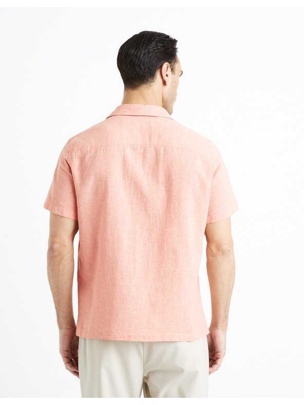 Celio Marhuľová pánska ľanová košeľa Celio Fatext