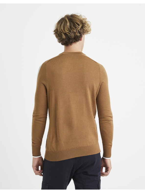 Celio Hnedý sveter s vlnou Celio Veritas