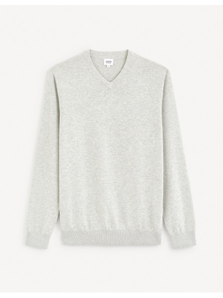 Celio Svetlošedý pánsky základný sveter Celio Decoton