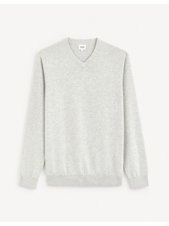 Celio Svetlošedý pánsky základný sveter Celio Decoton