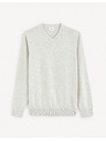 Celio Svetlošedý pánsky základný sveter Celio Decoton