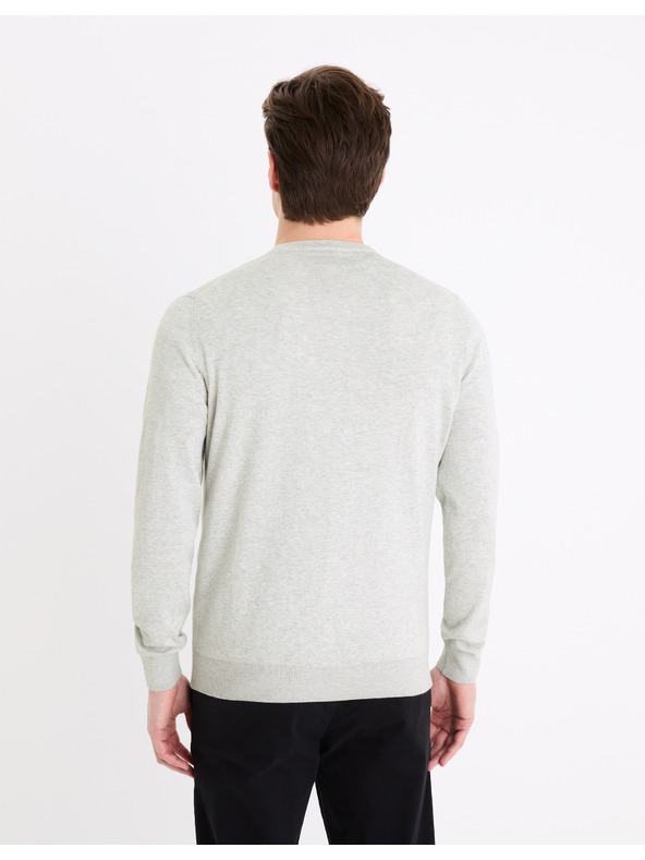 Celio Svetlošedý pánsky základný sveter Celio Decoton