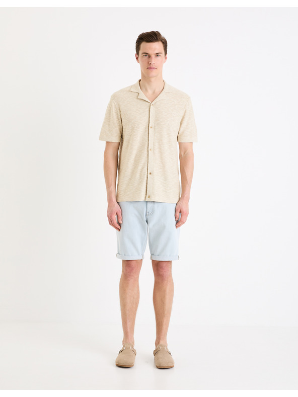 Celio Svetlomodré pánske džínsové šortky Celio Boknitbm