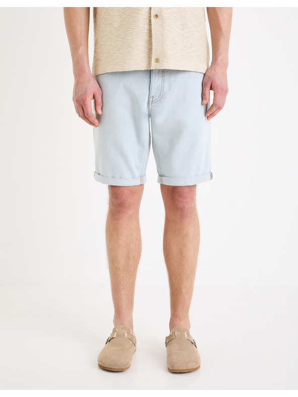 Celio Svetlomodré pánske džínsové šortky Celio Boknitbm