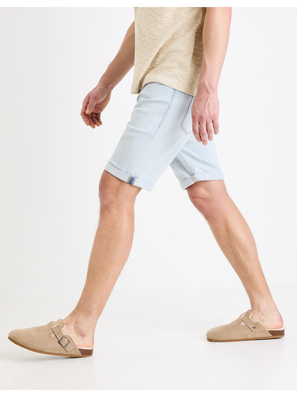 Celio Svetlomodré pánske džínsové šortky Celio Boknitbm