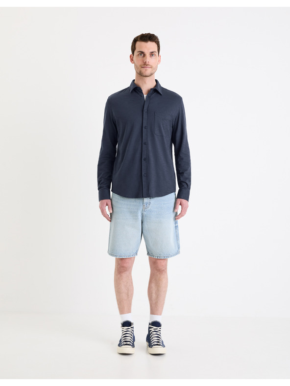 Celio Tmavomodrá pánska košeľa Celio Gaselle