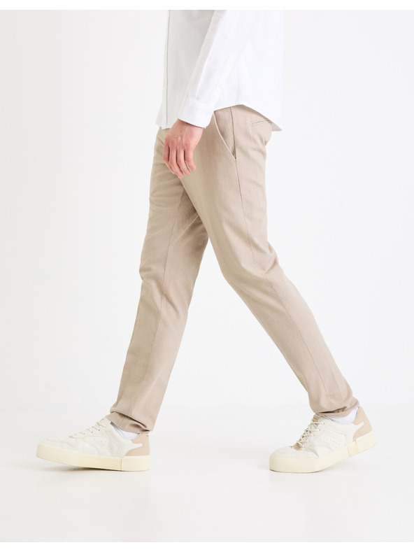 Celio Béžové pánske chino nohavice Celio Gosi