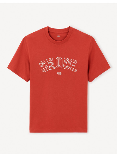 Celio Červené pánske tričko Celio Jeoverdu