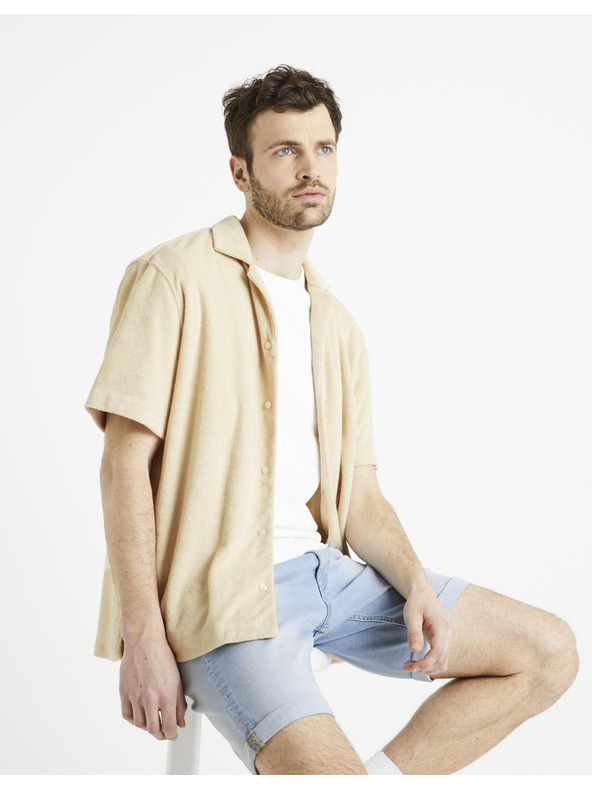 Celio Béžové pánske tričko Celio Dabob