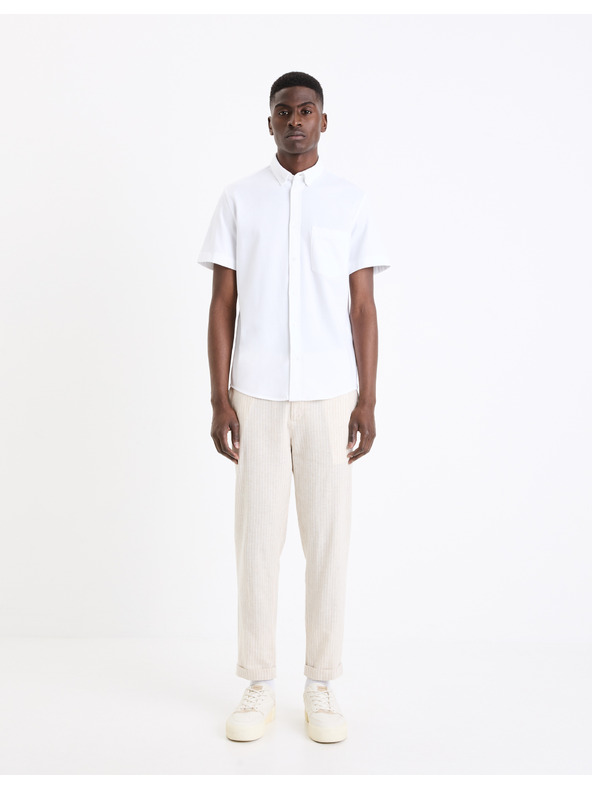 Celio Biela pánska košeľa s krátkym rukávom Celio Barik