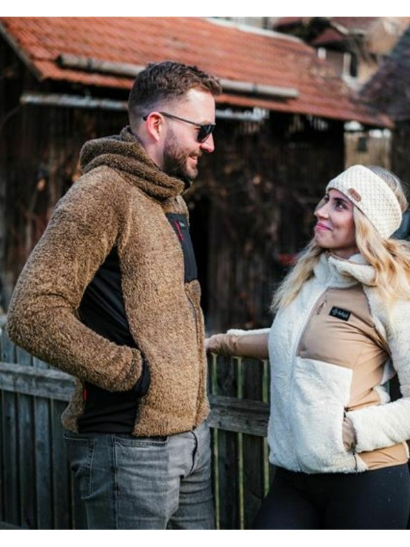 Kilpi Pánska chlpatá fleecová mikina s kapucou Kilpi NORKA-M Hnedá