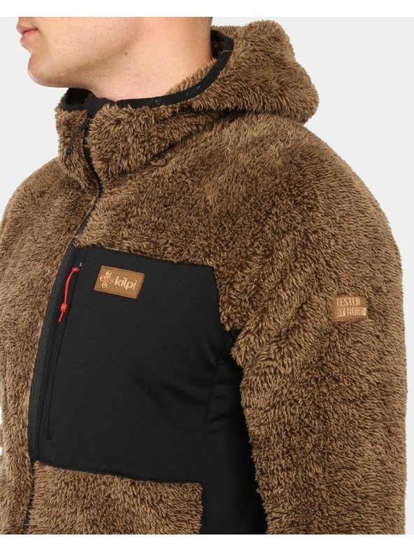 Kilpi Pánska chlpatá fleecová mikina s kapucou Kilpi NORKA-M Hnedá