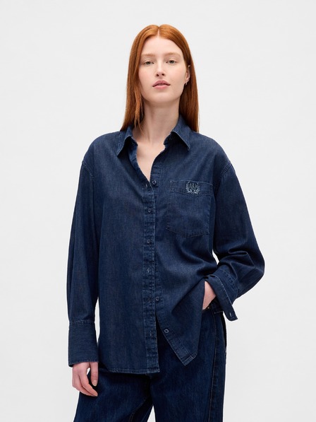 GAP Oversize džínsová košeľa s logom Big Shirt UltraSoft GAP