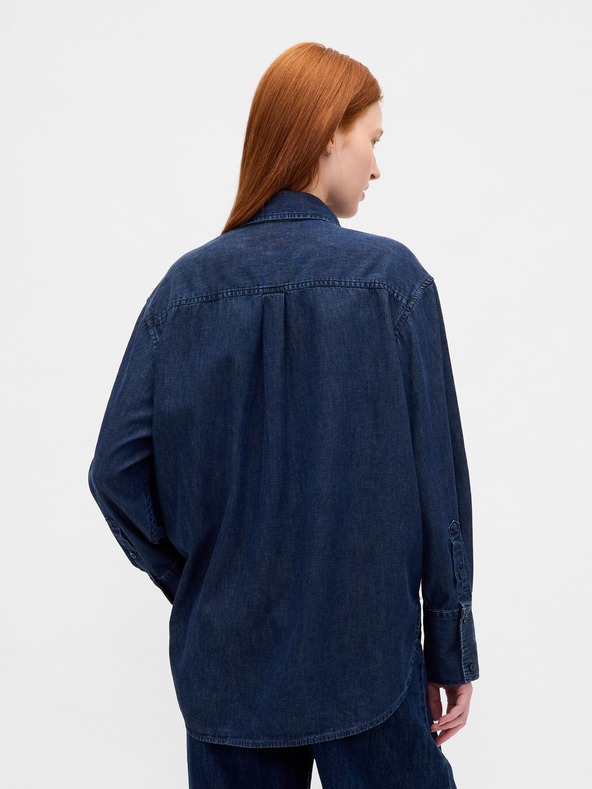 GAP Oversize džínsová košeľa s logom Big Shirt UltraSoft GAP