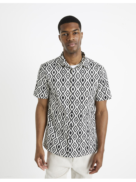 Celio Čiernobiela pánska vzorovaná košeľa Celio Daprinta