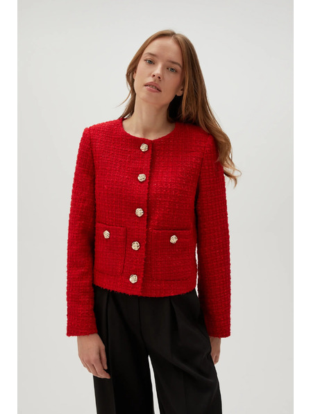 Moodo Moodo Červená bunda so zapínaním na gombíky