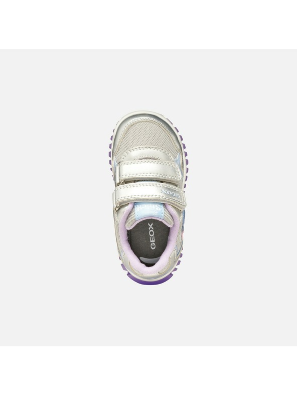 Geox Strieborné dievčenské svietiace tenisky Geox Lightyloo