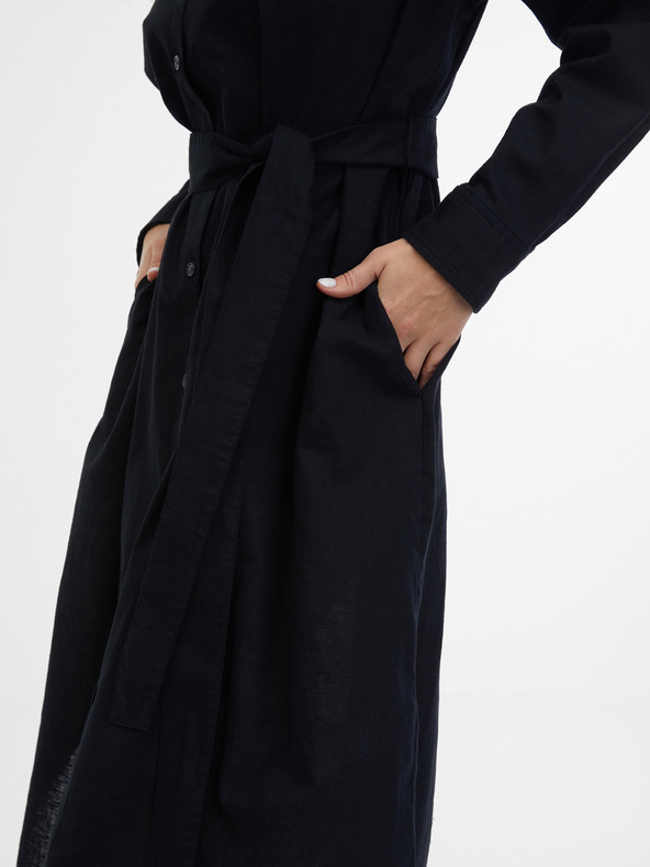 GAP Ľanové košeľové midi šaty GAP