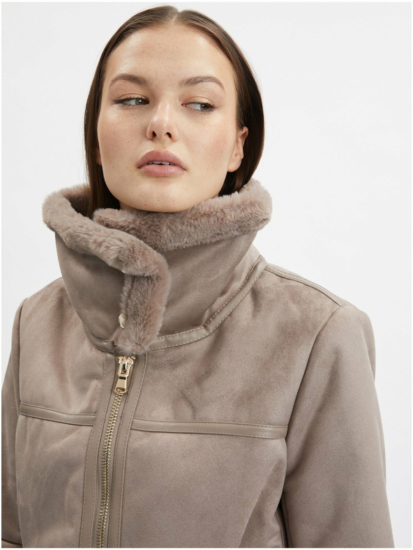 Orsay Hnedá dámska bunda zo semišu ORSAY