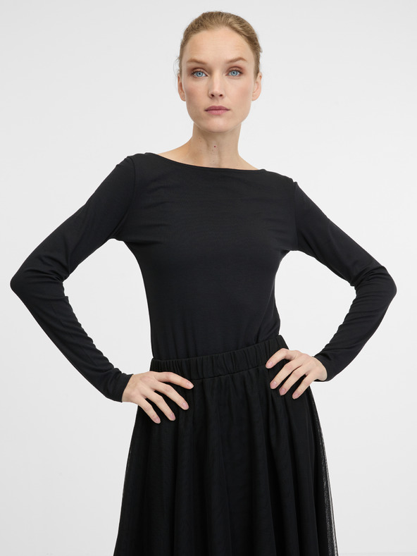 Orsay Čierne dámske tričko s dlhým rukávom ORSAY