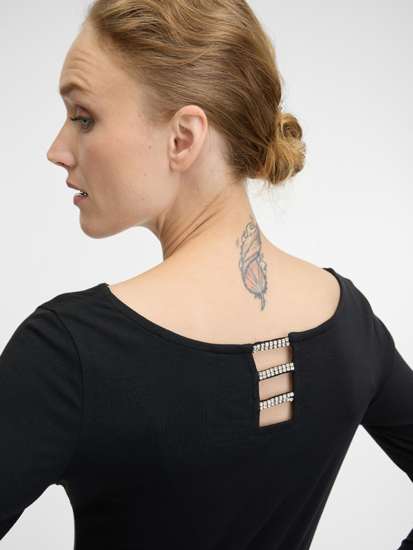 Orsay Čierne dámske tričko s dlhým rukávom ORSAY