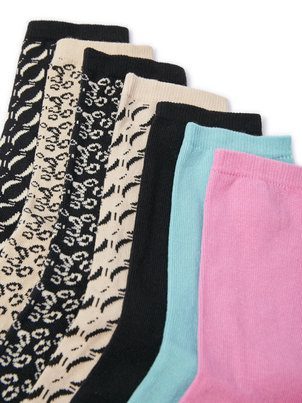 Orsay Súprava siedmich párov dámskych ponožiek v béžovej a čiernej farbe