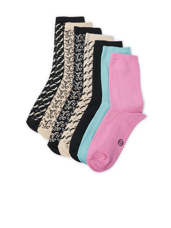 Orsay Súprava siedmich párov dámskych ponožiek v béžovej a čiernej farbe