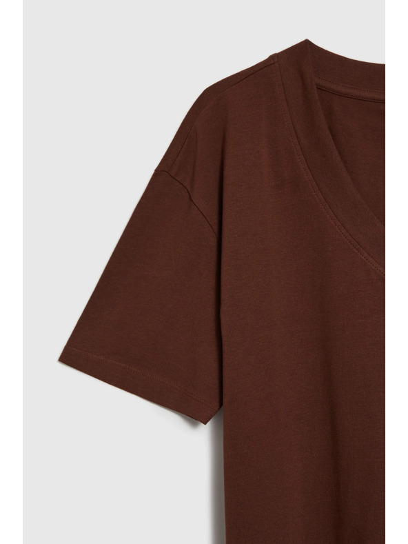 Moodo Hnedý top so V-výstrihom Moodo