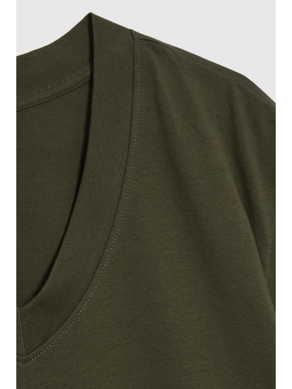 Moodo Khaki top so V-výstrihom Moodo