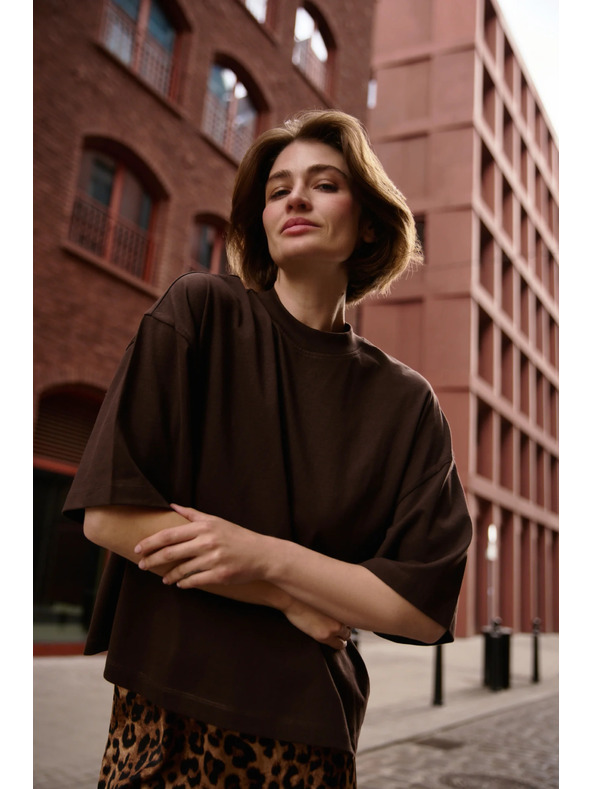 Moodo Hnedý voľný top Moodo