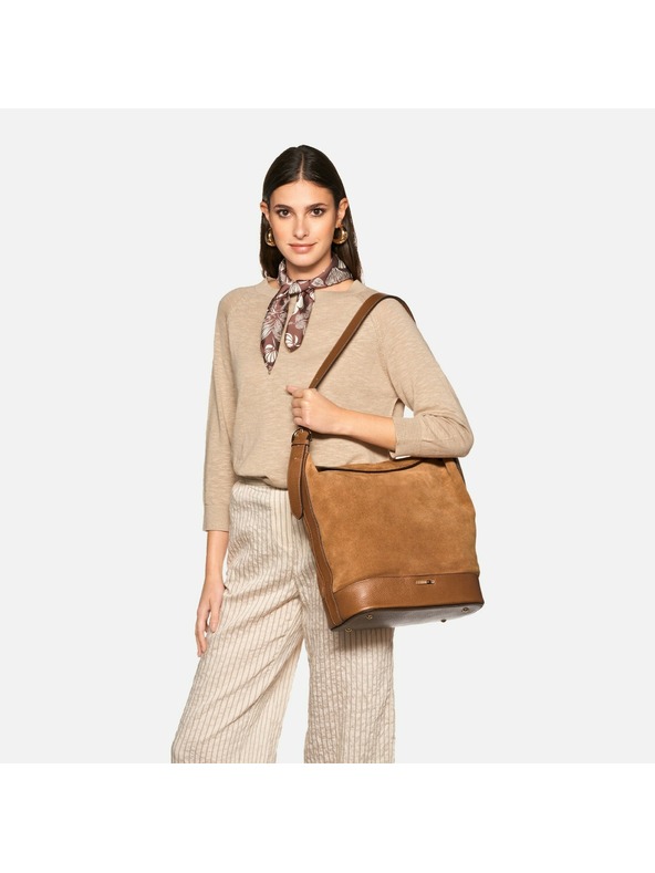 Geox Svetlohnedá dámska kabelka Geox Alnoire