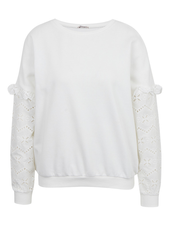 Orsay Biely dámsky sveter s ozdobnými rukávmi ORSAY