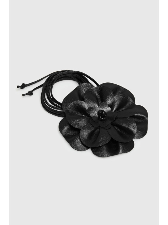 Moodo Viazaný opasok s kvetom čierny Moodo