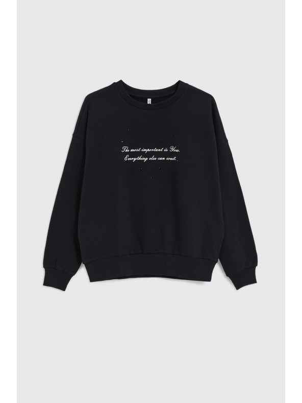 Moodo Mikina s nápisom čierna Moodo