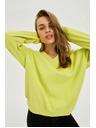 Moodo Blúzka s výstrihom do V limetkovo zelená Moodo