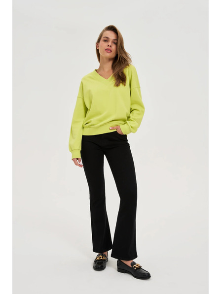 Moodo Blúzka s výstrihom do V limetkovo zelená Moodo