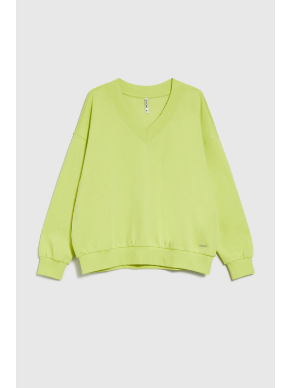 Moodo Blúzka s výstrihom do V limetkovo zelená Moodo