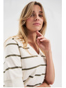 Moodo Blúzka v pruhoch s krátkymi rukávmi ecru Moodo