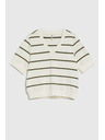 Moodo Blúzka v pruhoch s krátkymi rukávmi ecru Moodo