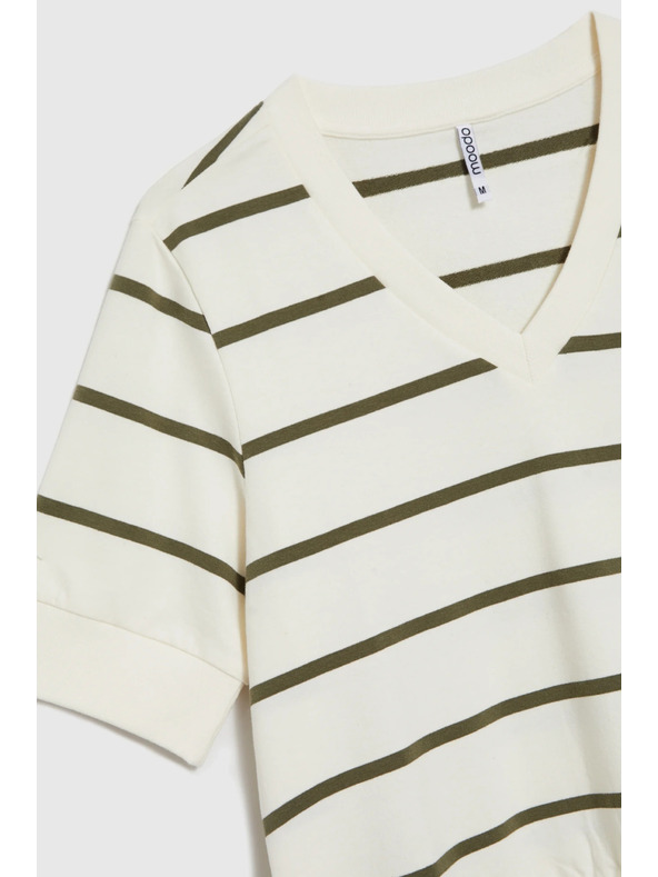 Moodo Blúzka v pruhoch s krátkymi rukávmi ecru Moodo